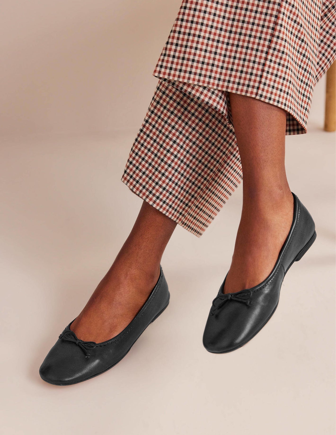 Kitty Flexi Sole Ballet Pumps-Black Leather