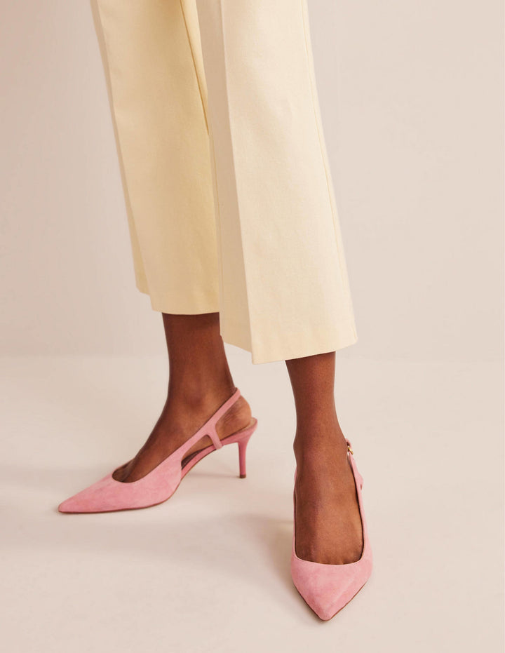 Cut Out Sling Back Heels-Blush Kid Suede