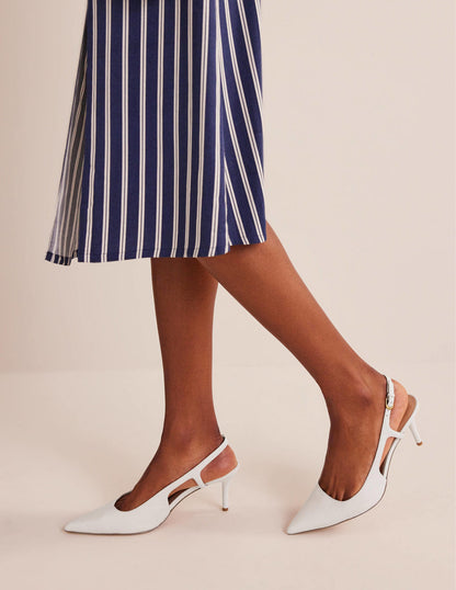 Cut Out Sling Back Heels-Off White Tumbled Leather-1