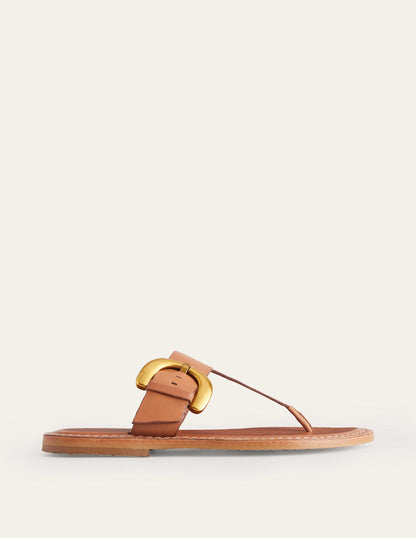 Buckled Toe-Post Sandals-Tan-2