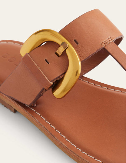 Buckled Toe-Post Sandals-Tan-4