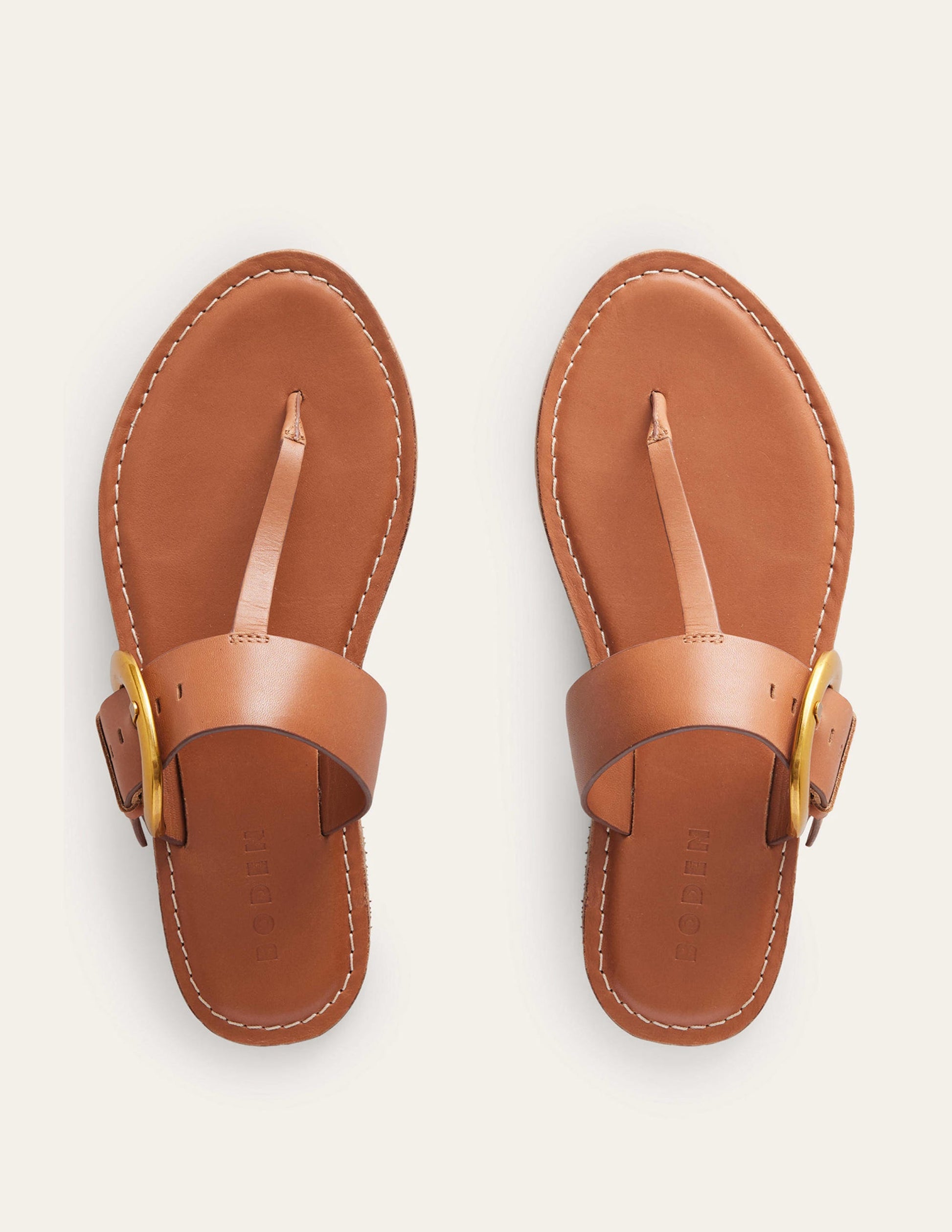 Buckled Toe-Post Sandals-Tan-5