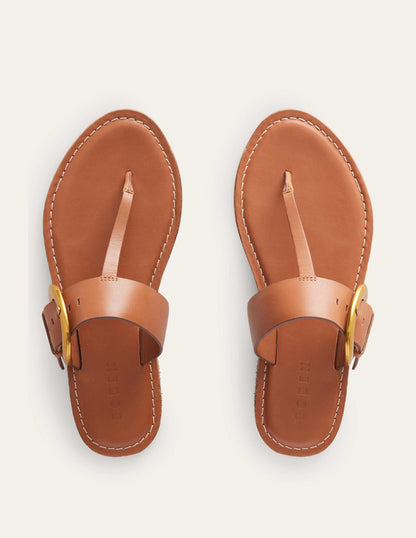 Buckled Toe-Post Sandals-Tan-5