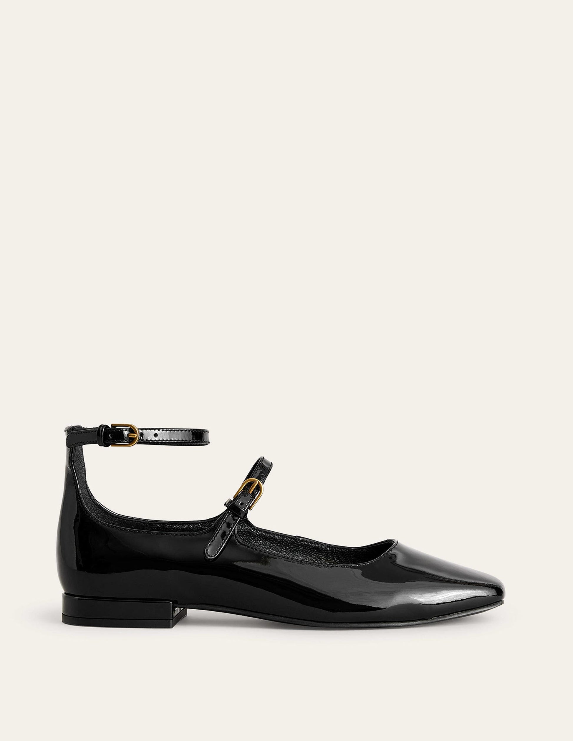 Double-Strap Mary Jane Shoes-Black Patent-2