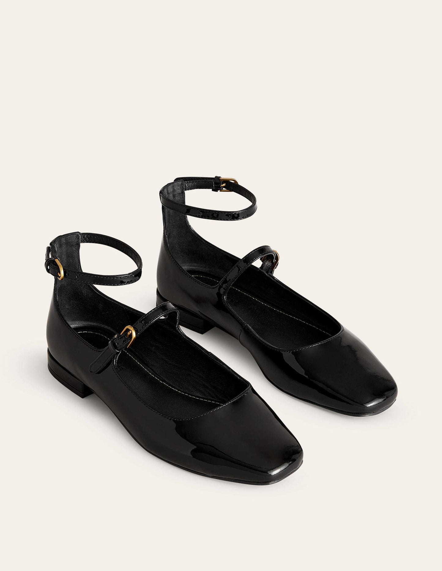 Double-Strap Mary Jane Shoes-Black Patent
