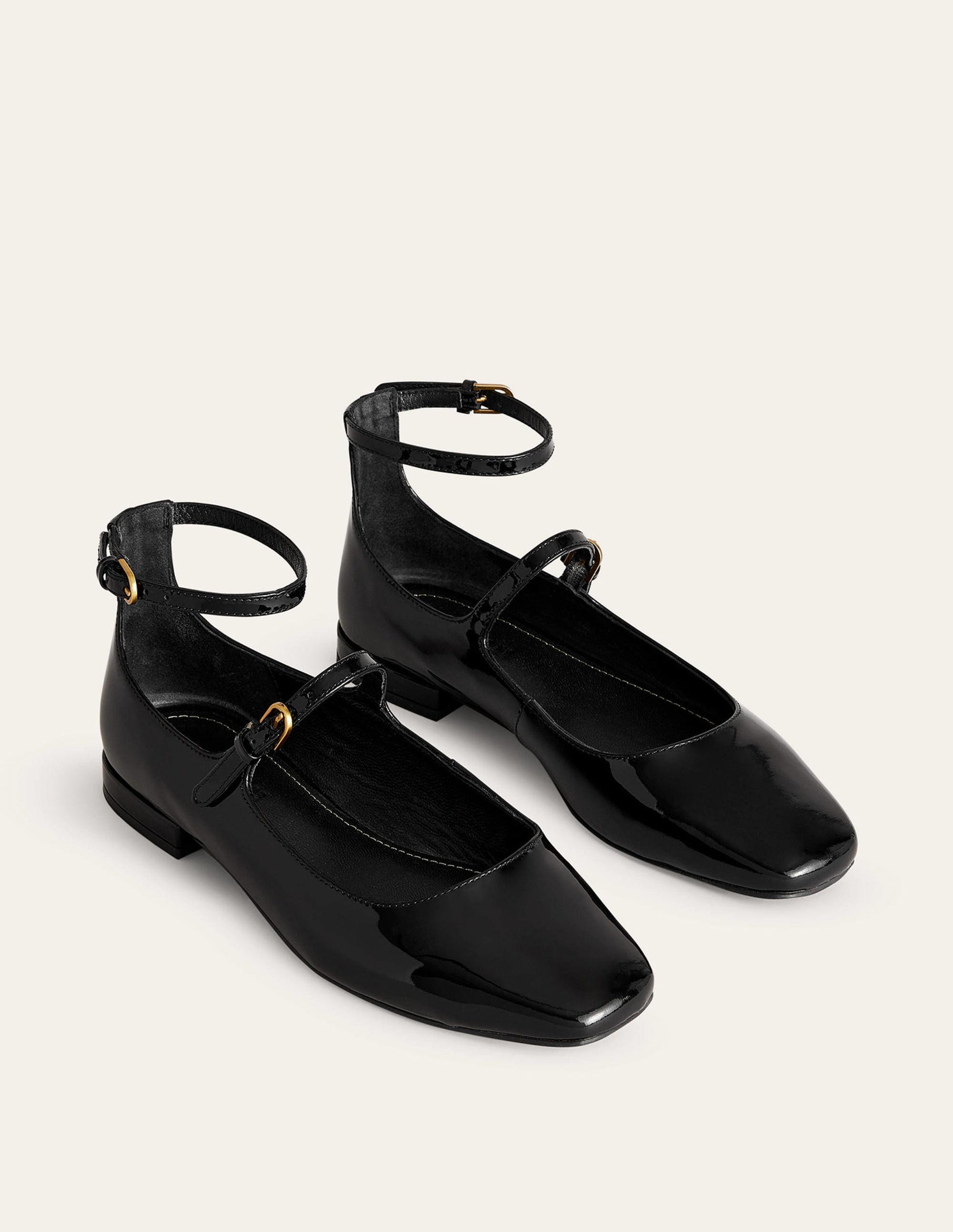 Double-Strap Mary Jane Shoes-Black Patent-3