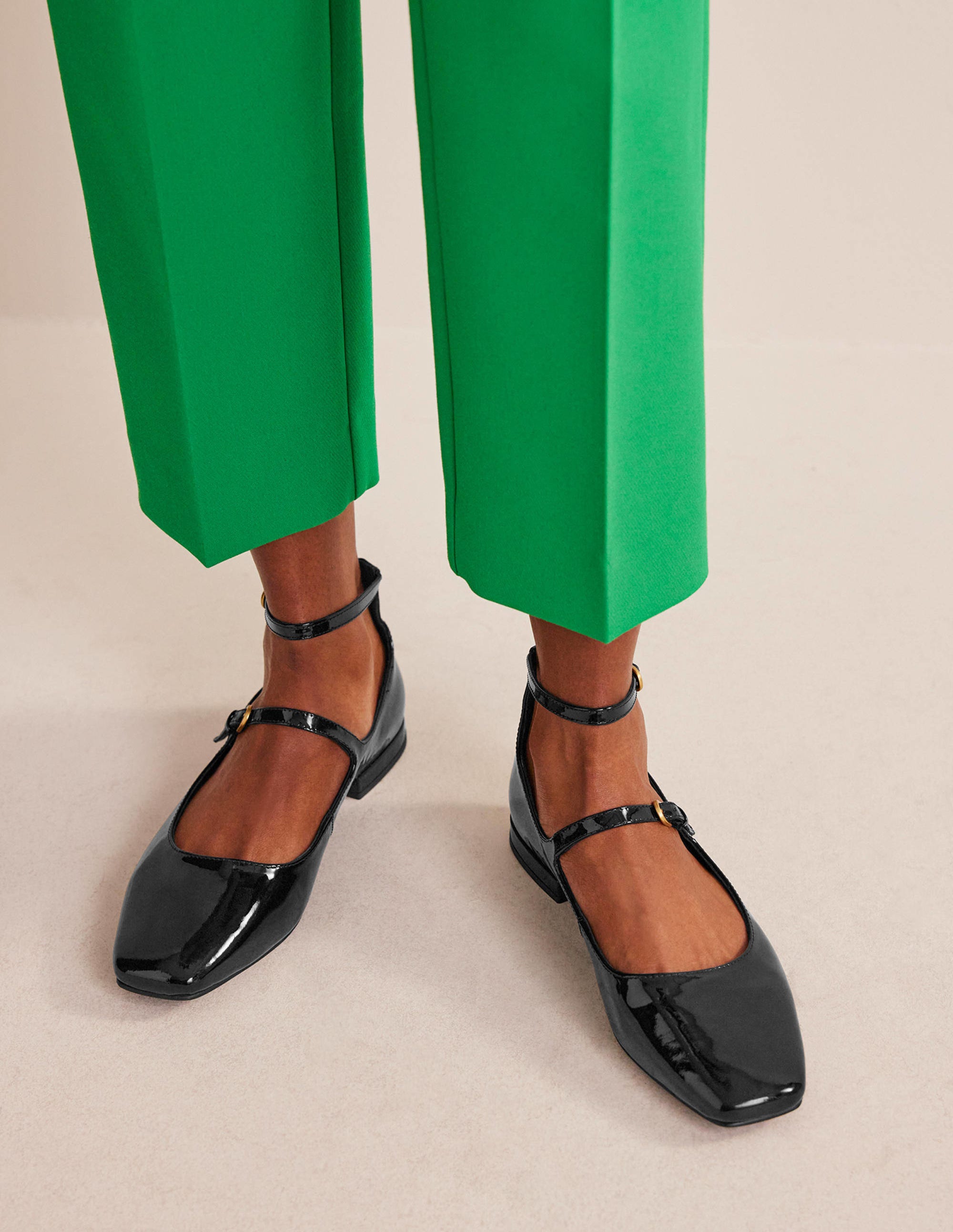 Double-Strap Mary Jane Shoes-Black Patent - Image 1