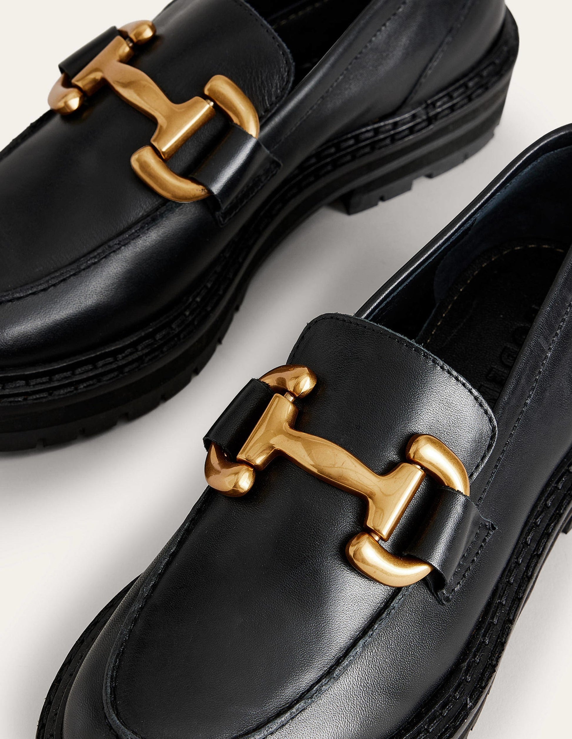 Iris Snaffle Chunky Loafers-Black Box Leather-5