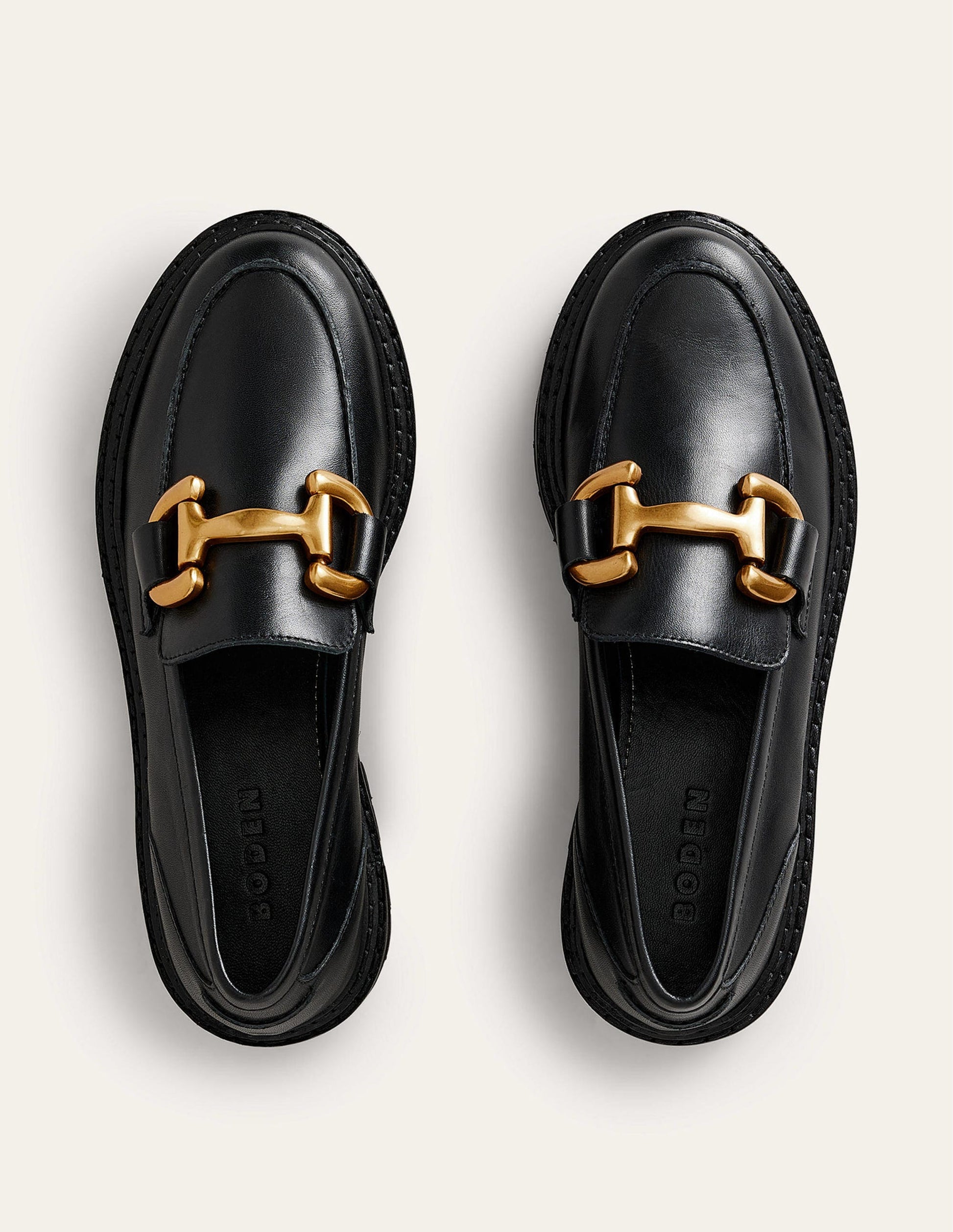 Iris Snaffle Chunky Loafers-Black Box Leather-6