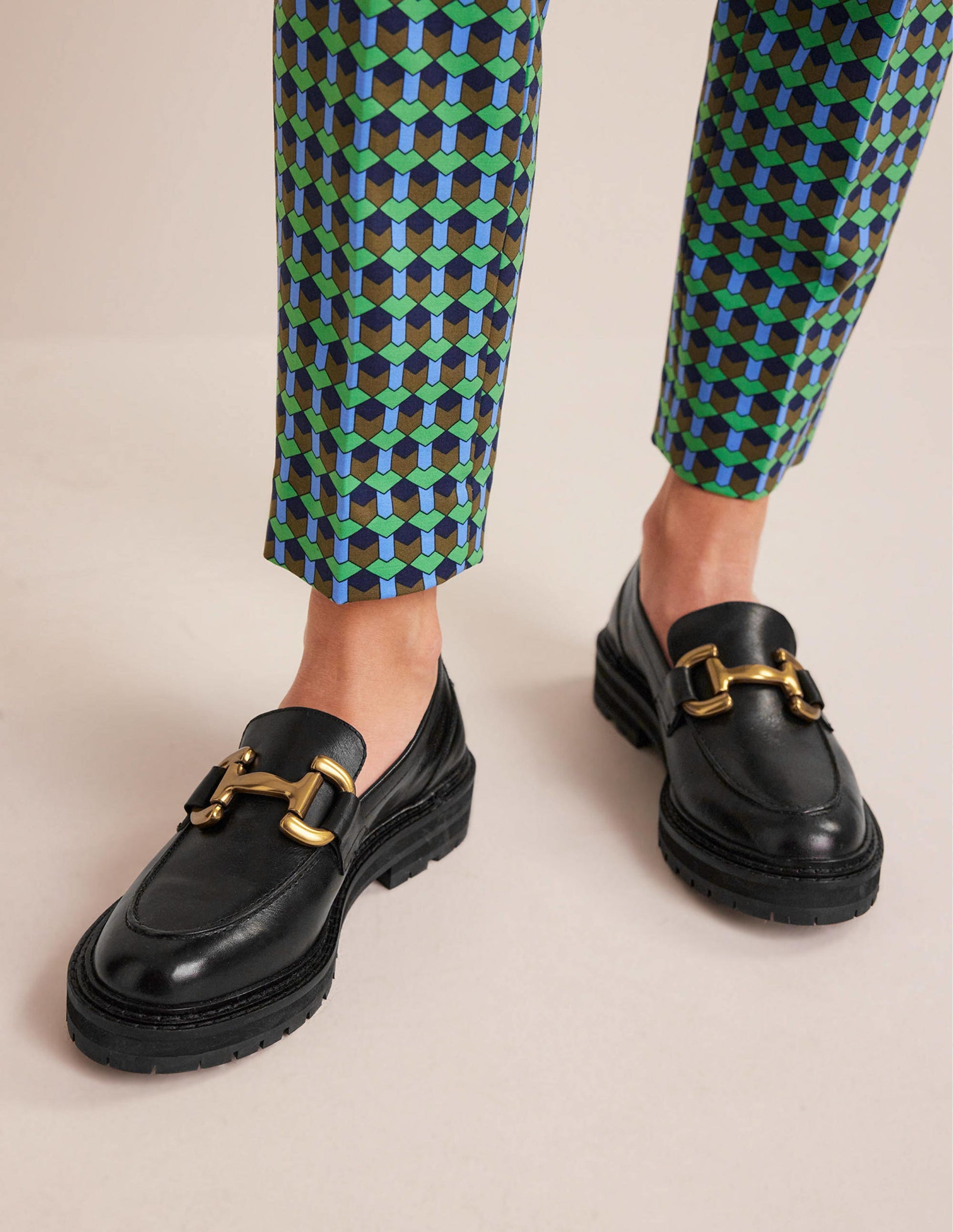 Iris Snaffle Chunky Loafers-Black Box Leather-1