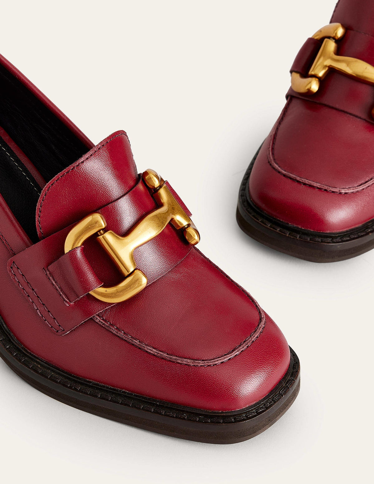 Iris Snaffle Heeled Loafers-Dark Red Leather - Image 5