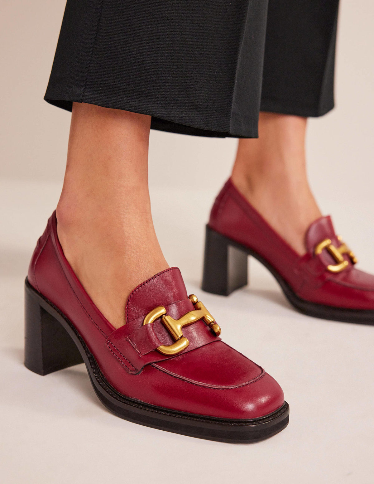 Iris Snaffle Heeled Loafers-Dark Red Leather-1