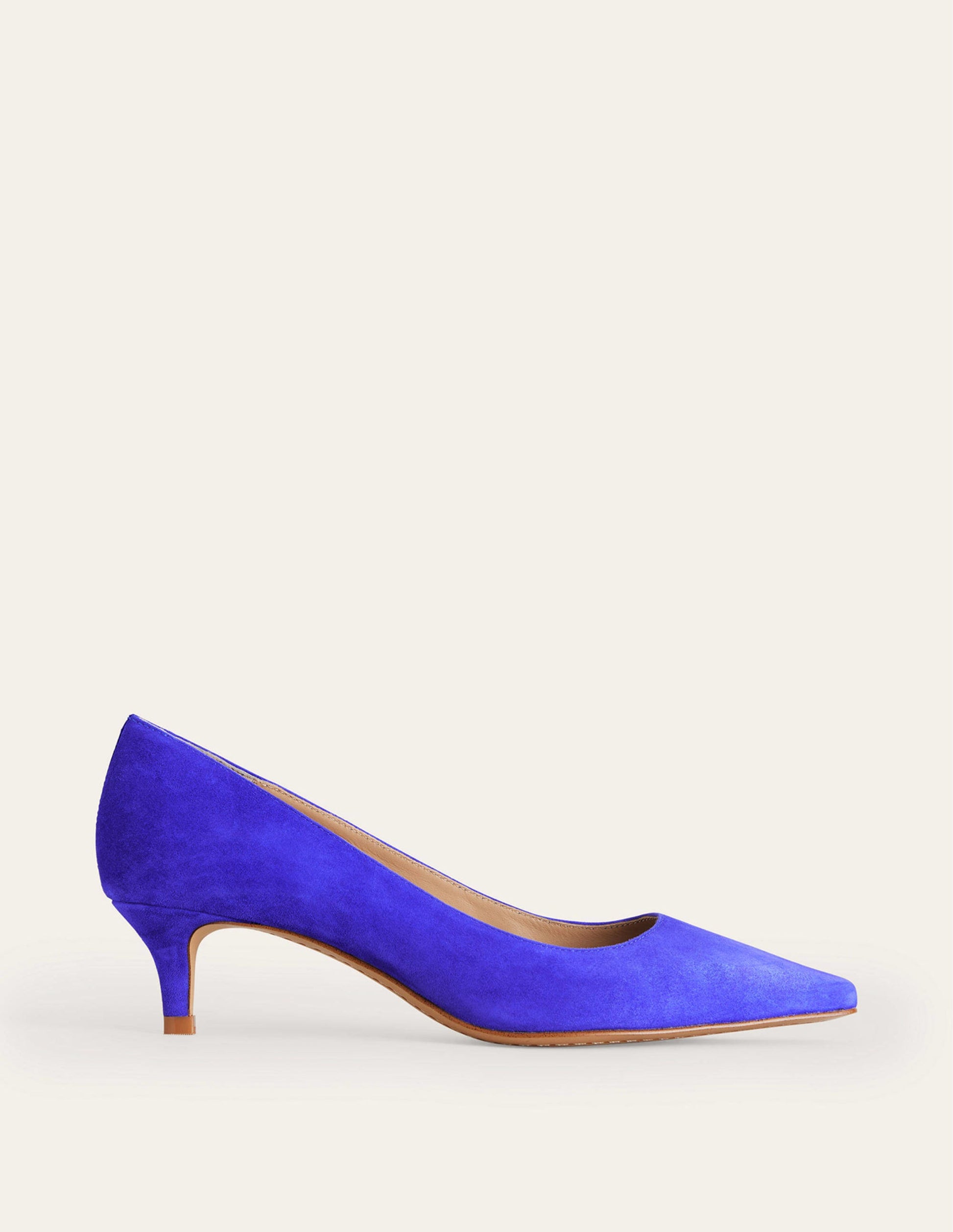 Lara Low-Heeled Court Shoes-Lapis Blue Suede-2