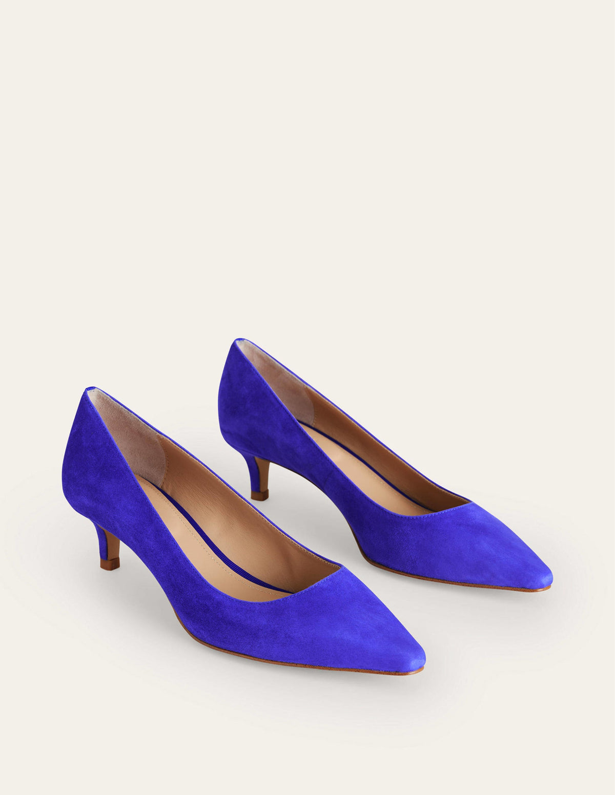Lara Low-Heeled Court Shoes-Lapis Blue Suede - Image 3