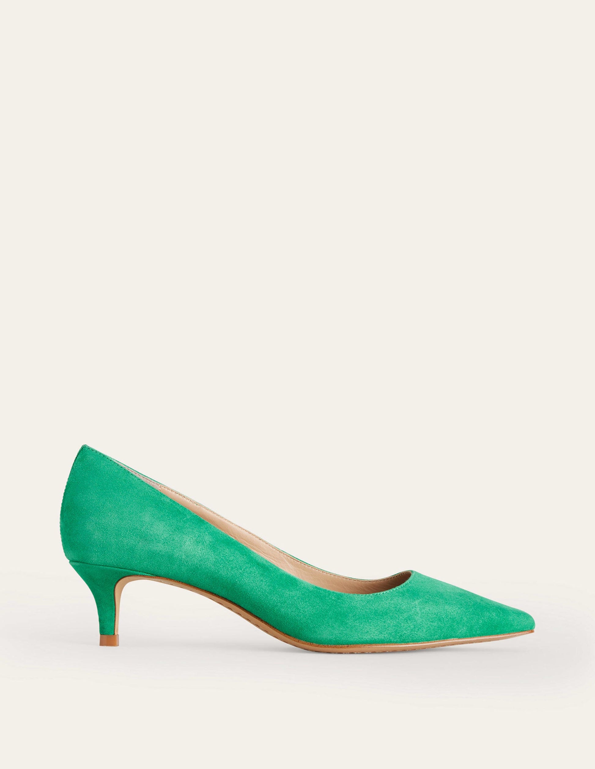 Lara Low-Heeled Court Shoes-Meadow Green Suede-2