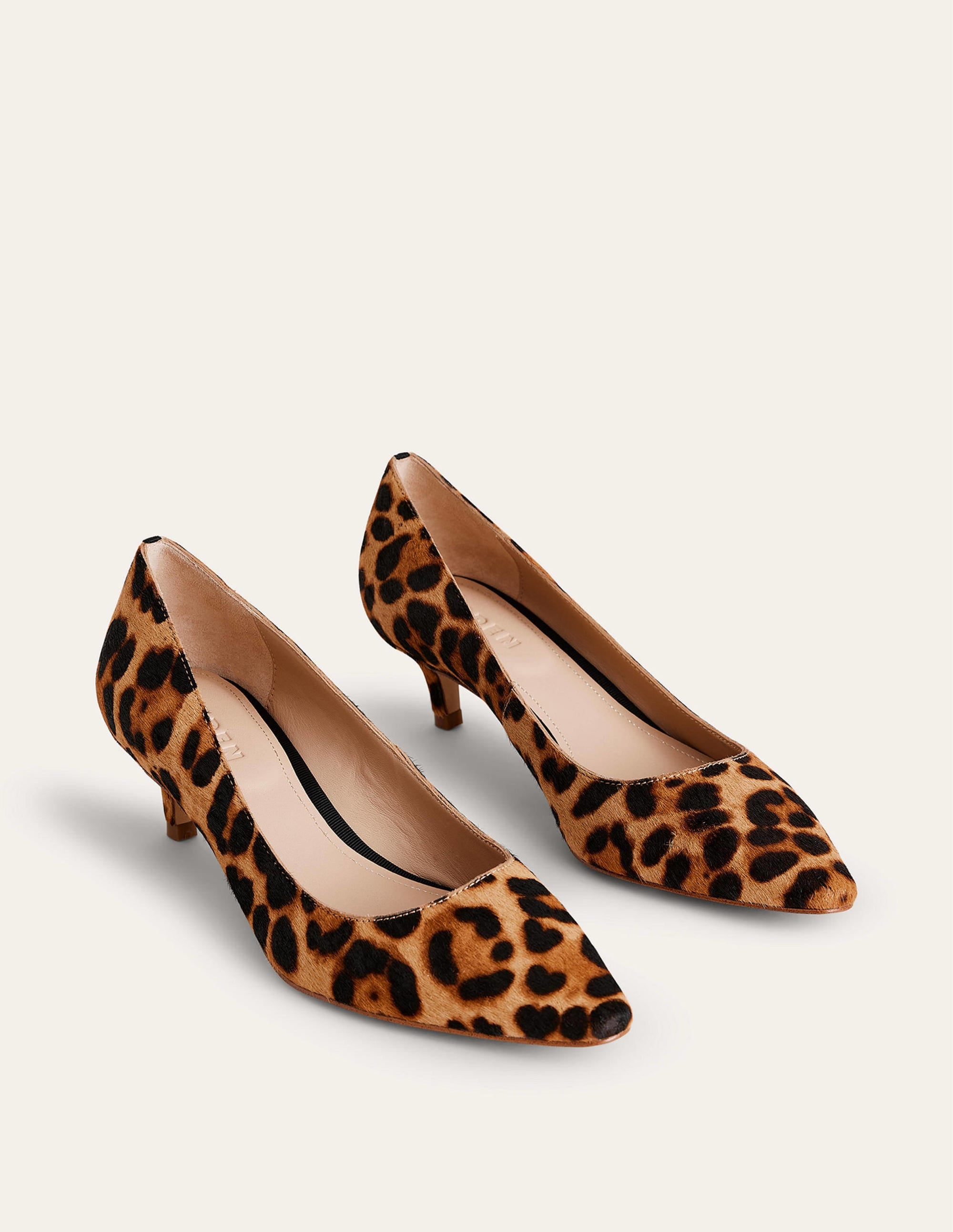 Lara Low-Heeled Court Shoes-Leopard Pony - Image 3