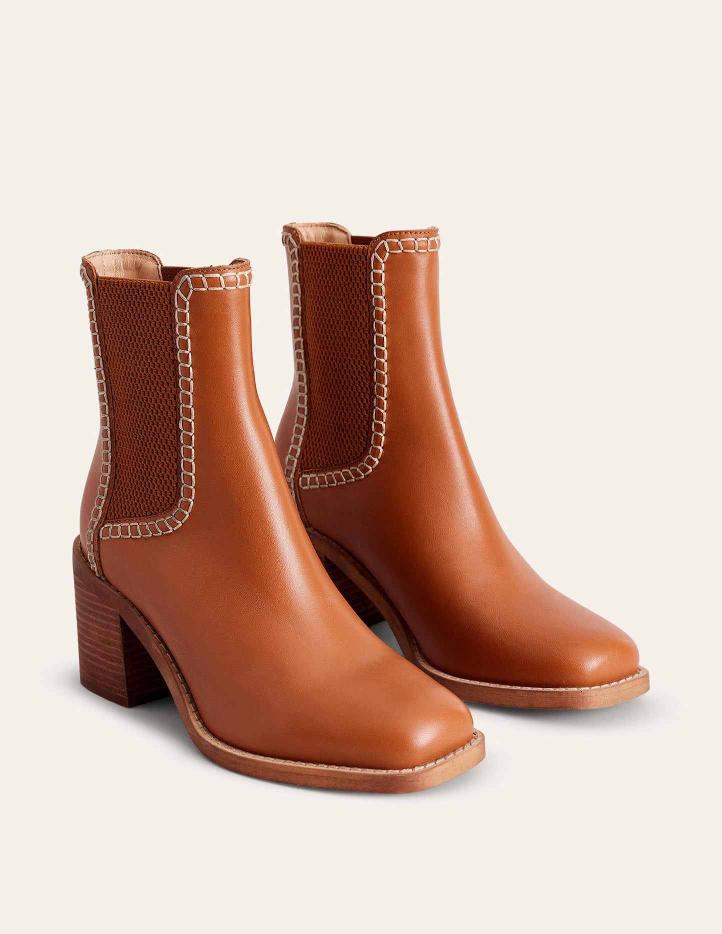 Block-Heel Chelsea Boots-Honey