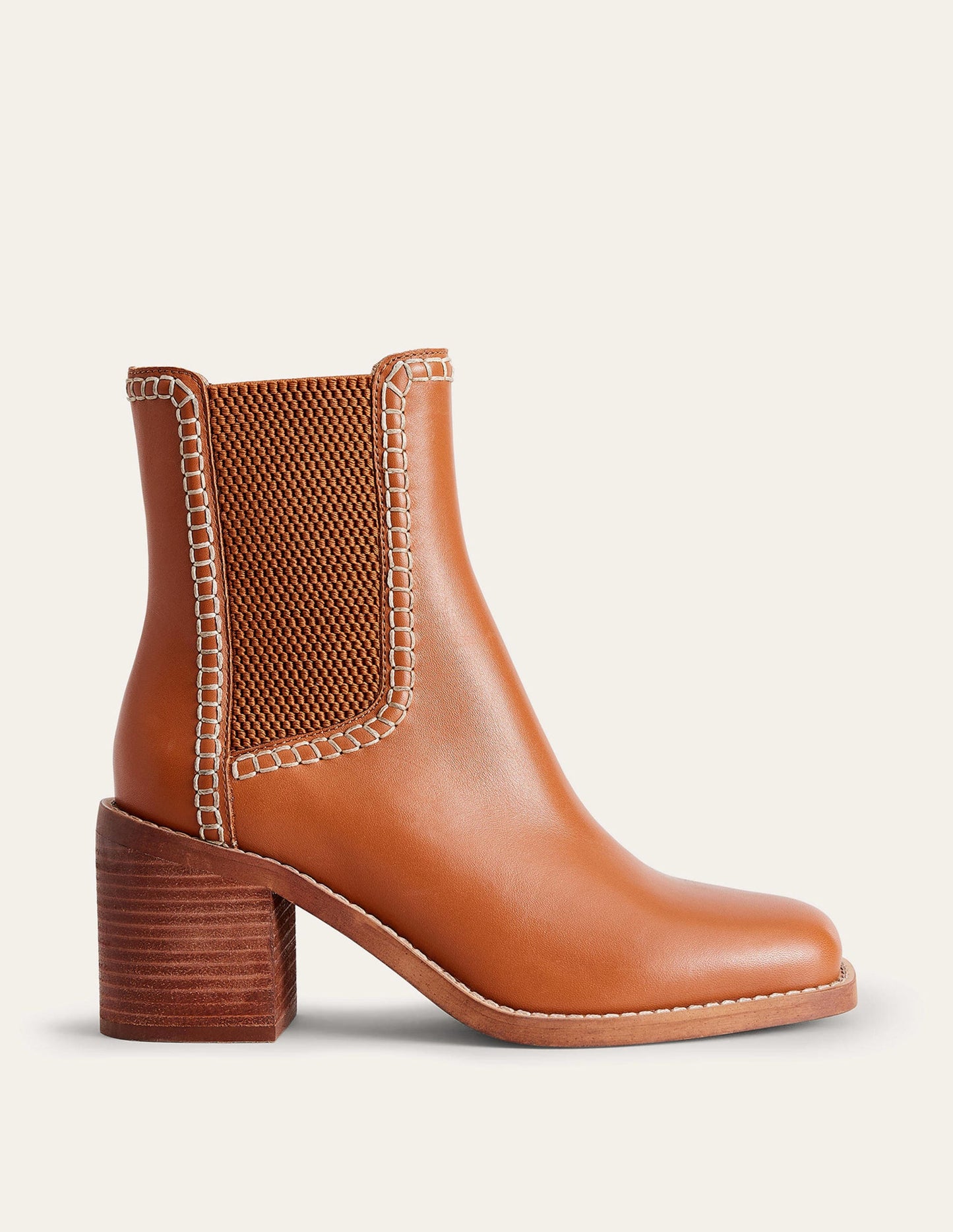 Block-Heel Chelsea Boots-Honey