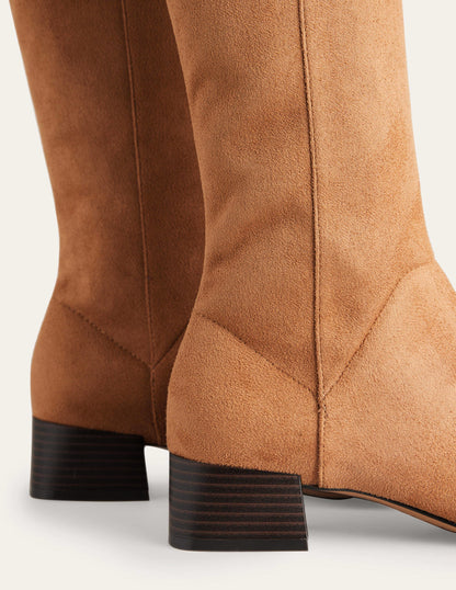 Cara Flat Stretch Knee Boots-Acorn-4