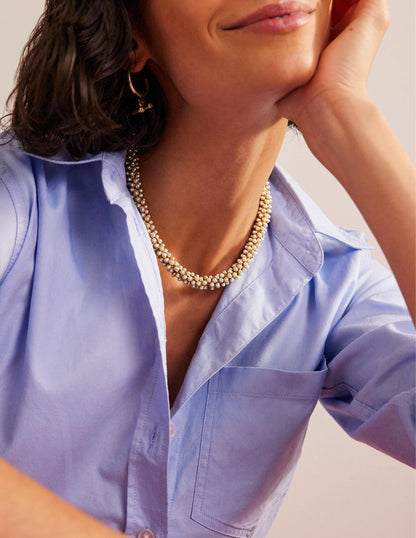 Cluster Pearl Necklace-Gold-1