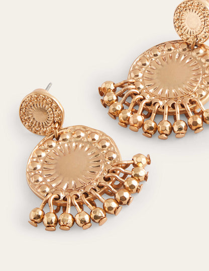 Beaded Coin Earrings-Gold-3