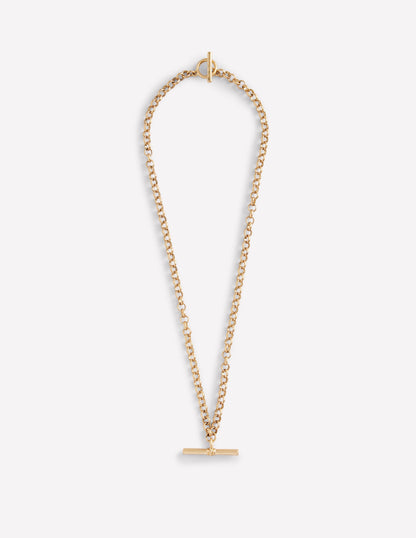 T-bar Chain Necklace-Gold-1