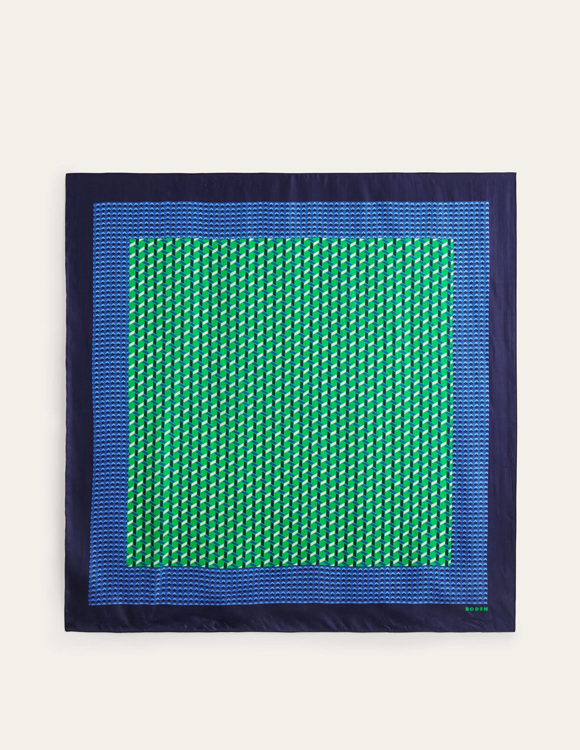 Large Square Silk Scarf-Bright Green, Geo Daze - Image 4