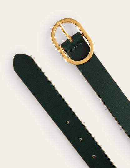 Classic Leather Belt-Dark Green-3