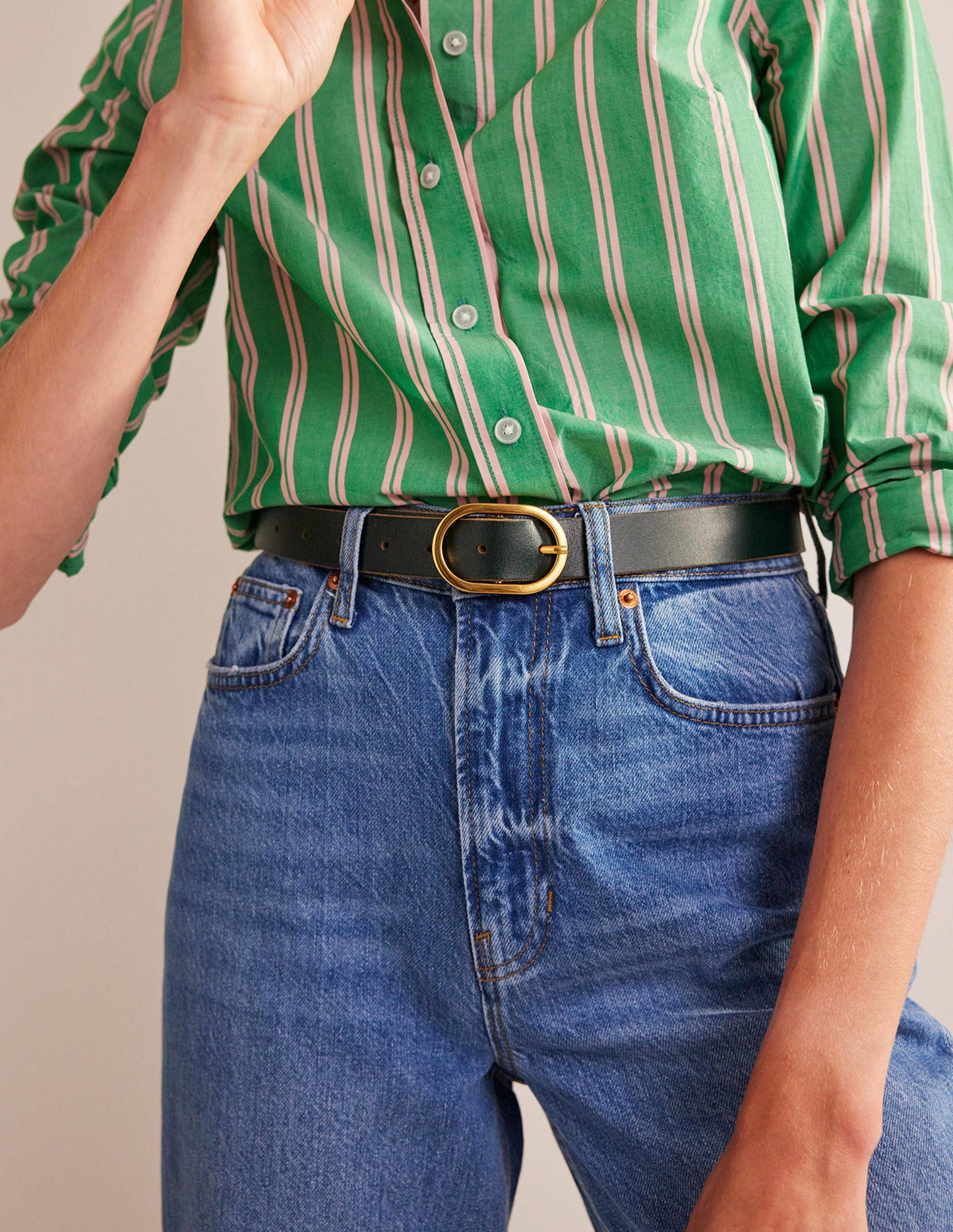 Classic Leather Belt-Dark Green