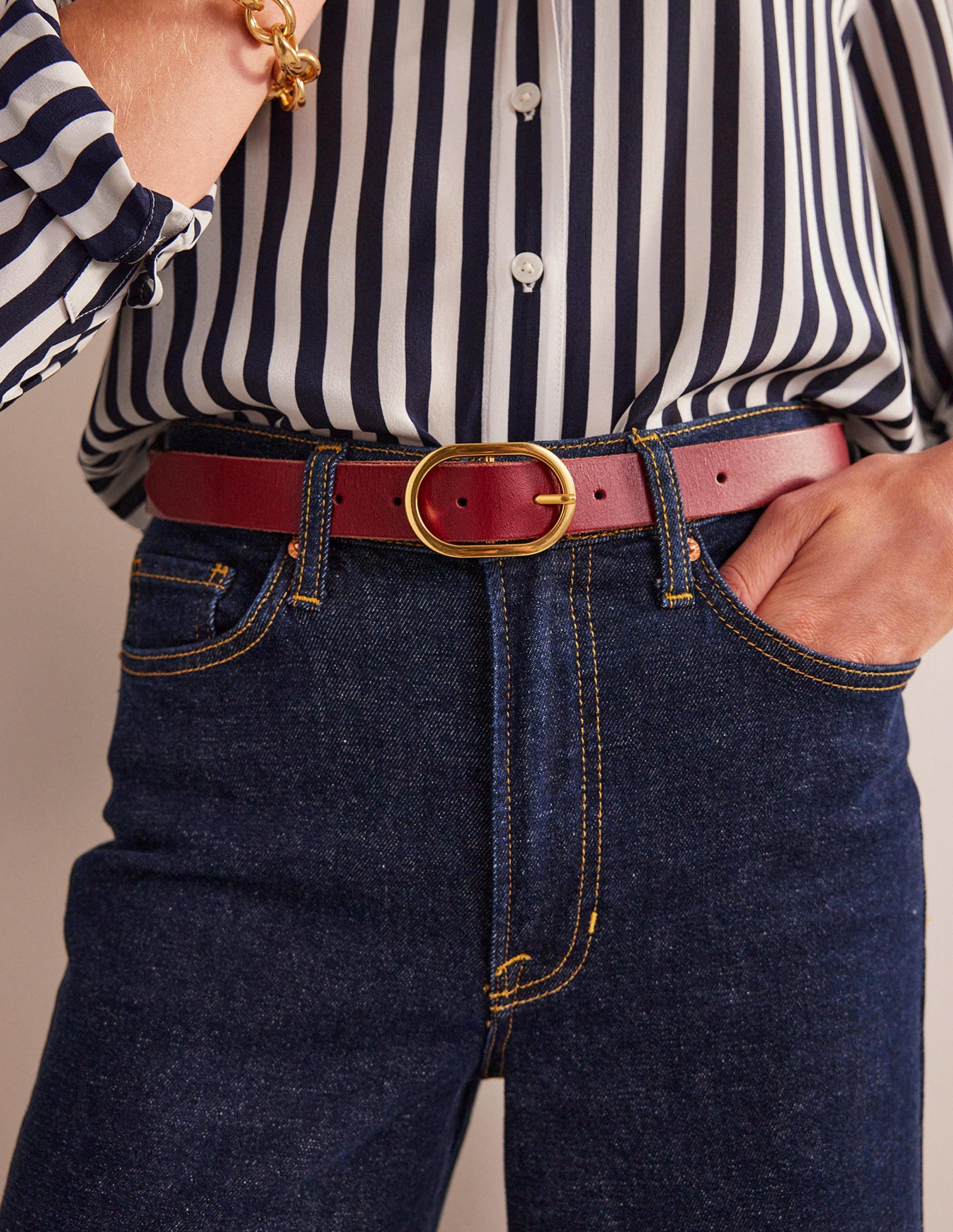 Classic Leather Belt-Dark Red-1