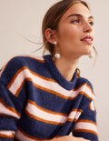Statement Drop Earrings-Faux Pearl