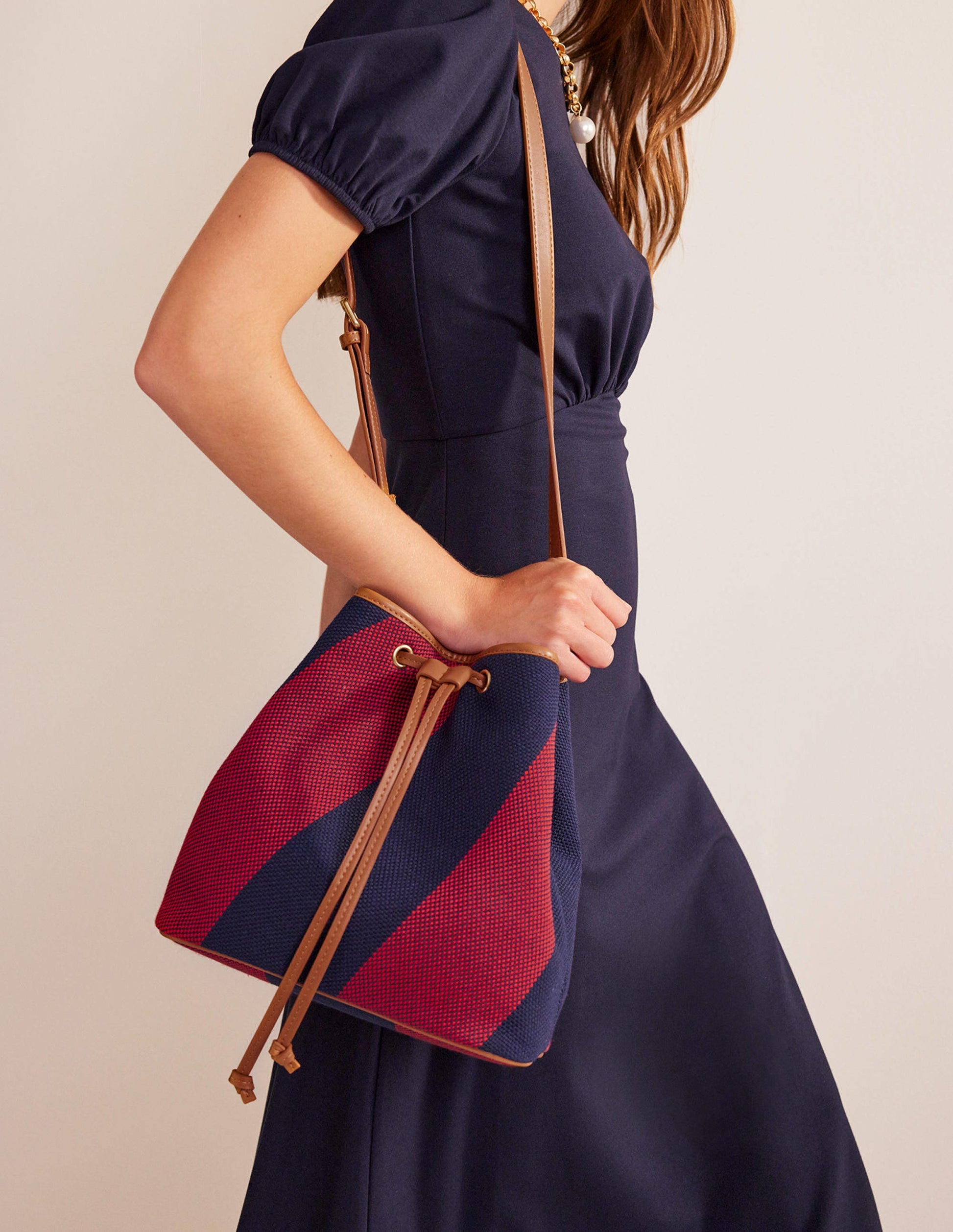 Bucket Bag-Red Navy Stripe-1