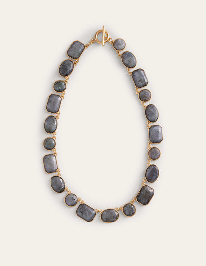 Chunky Semi-Precious Necklace-Black-2