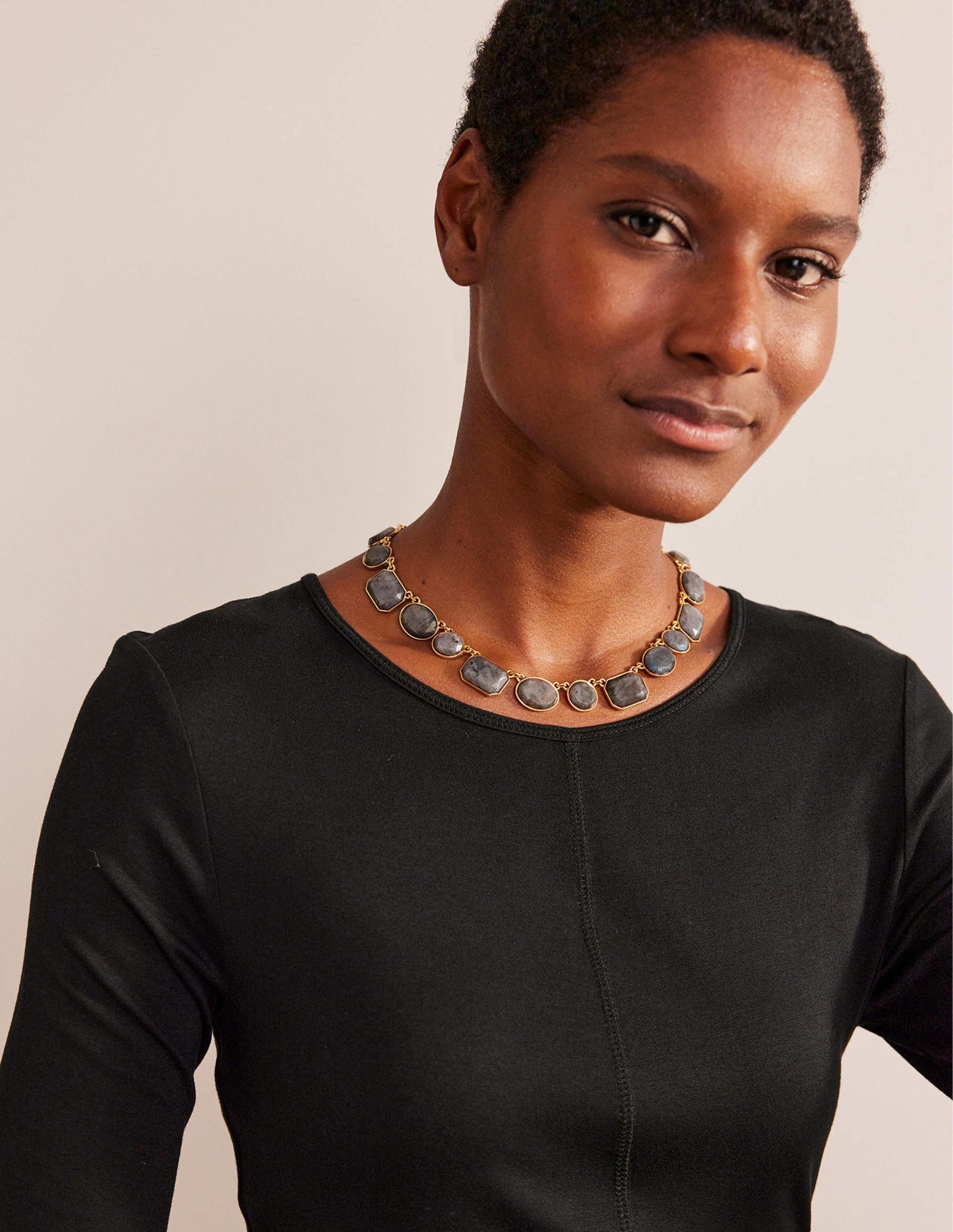 Chunky Semi-Precious Necklace-Black