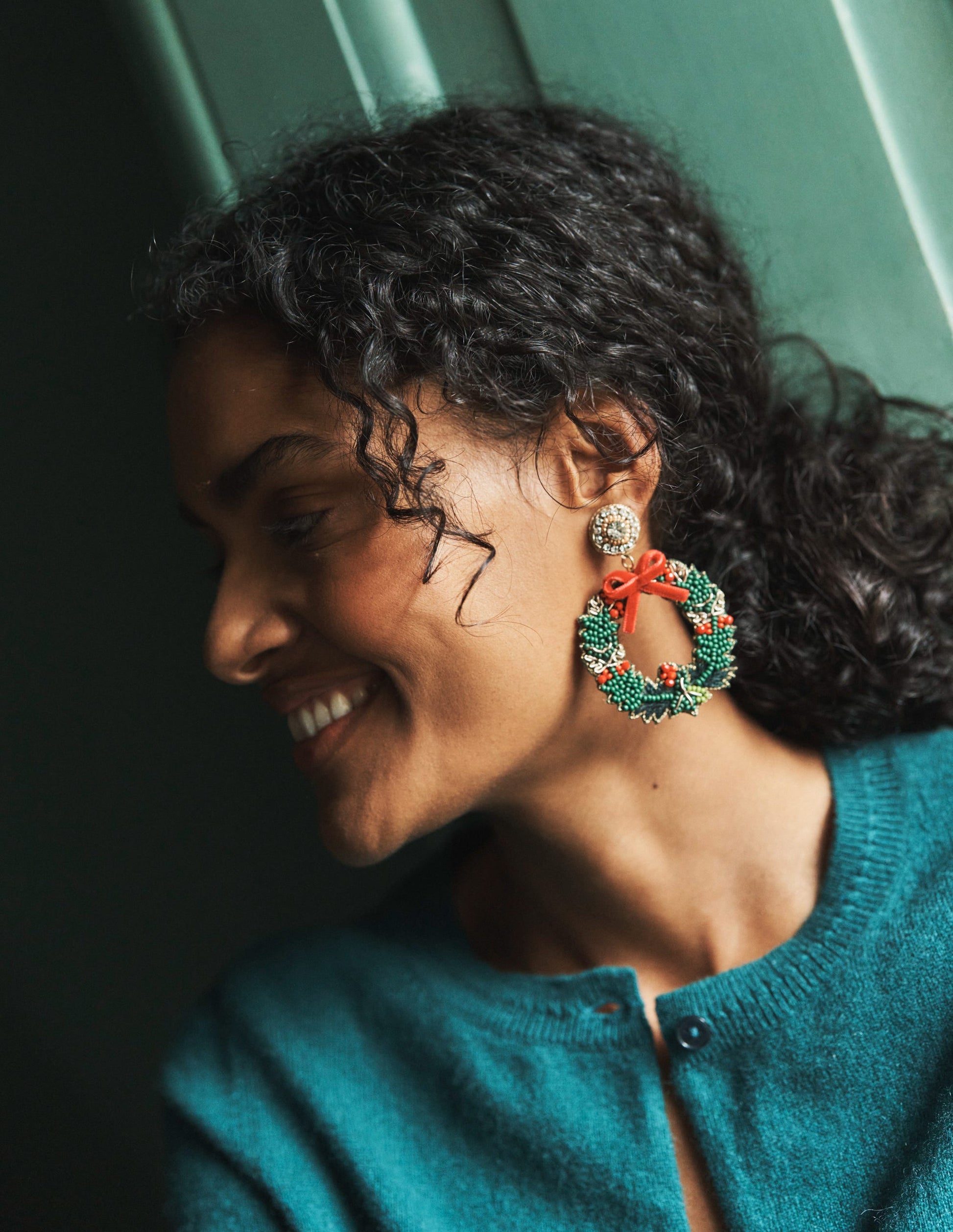 Festive Embellished Earrings-Wreath-4