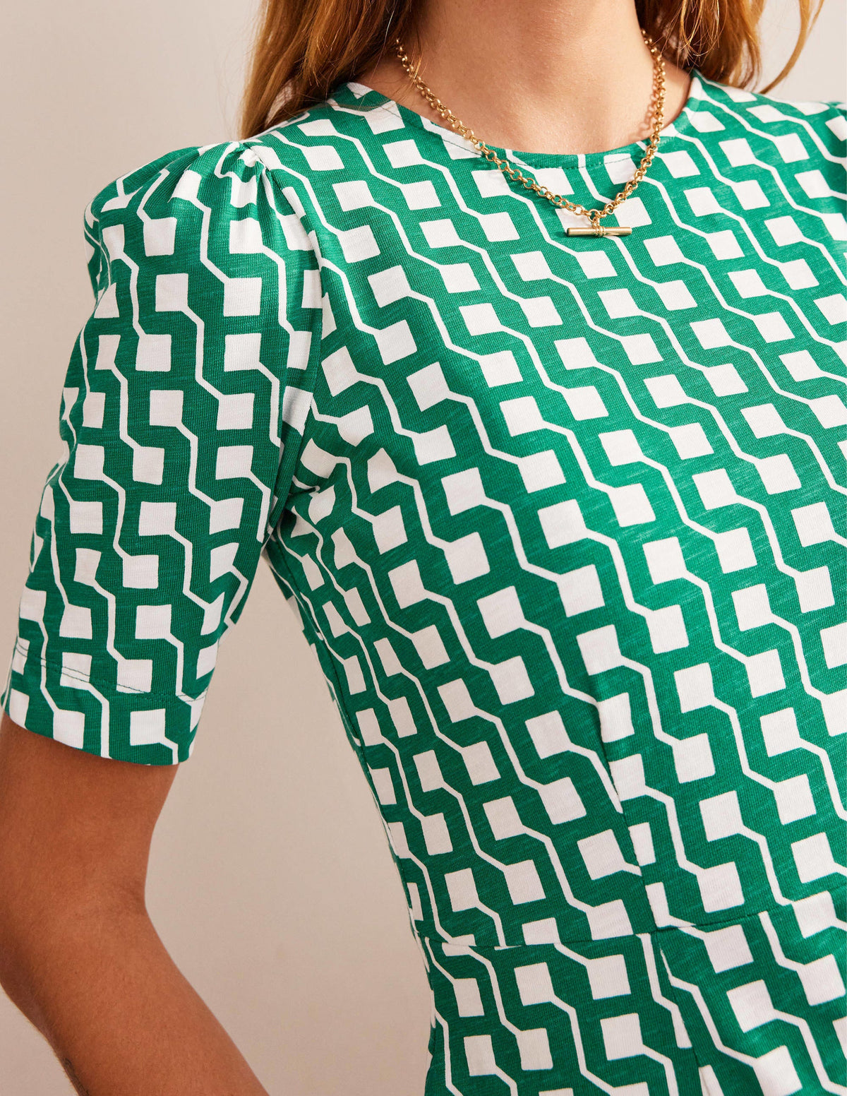 Zoe Jersey Dress-Bright Emerald, Cube Geo-2