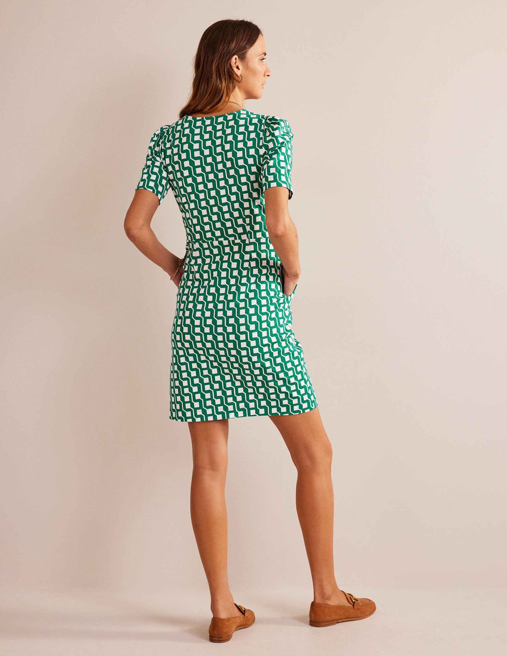 Zoe Jersey Dress-Bright Emerald, Cube Geo-7