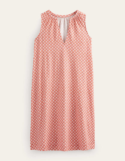 Notch-Neck Jersey Dress-Persimmon, Daisy Pome-5
