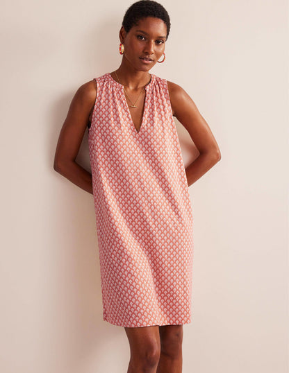 Notch-Neck Jersey Dress-Persimmon, Daisy Pome-1