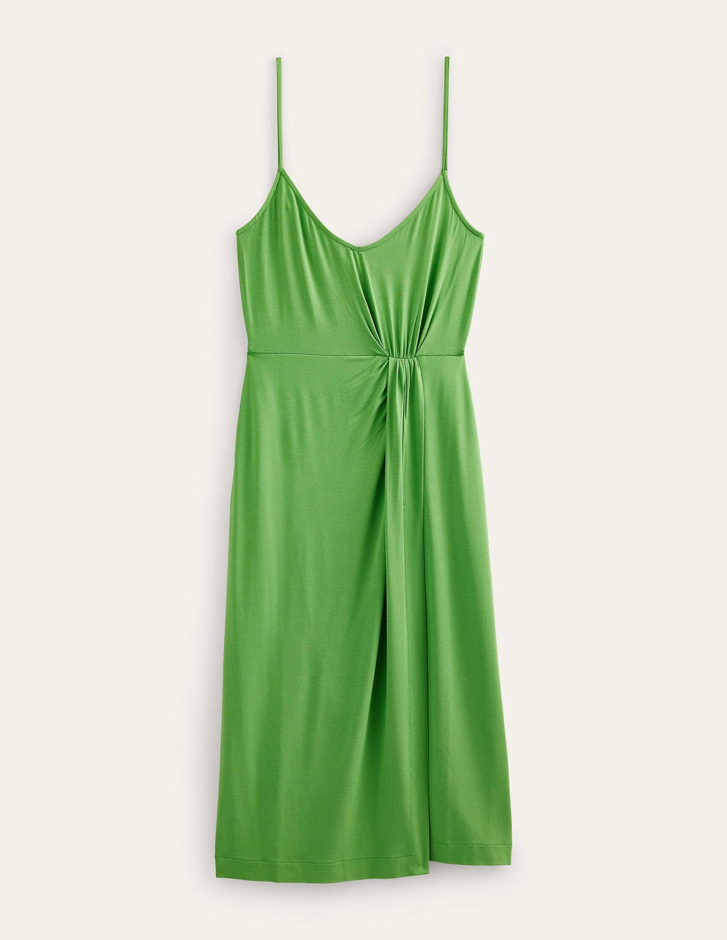 Gathered Jersey Midi Dress-Lime