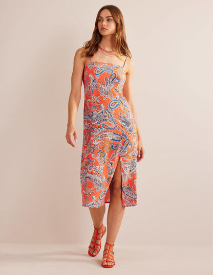 Column Cami Midi Dress-Orange Jelly, Paradise Pop-4