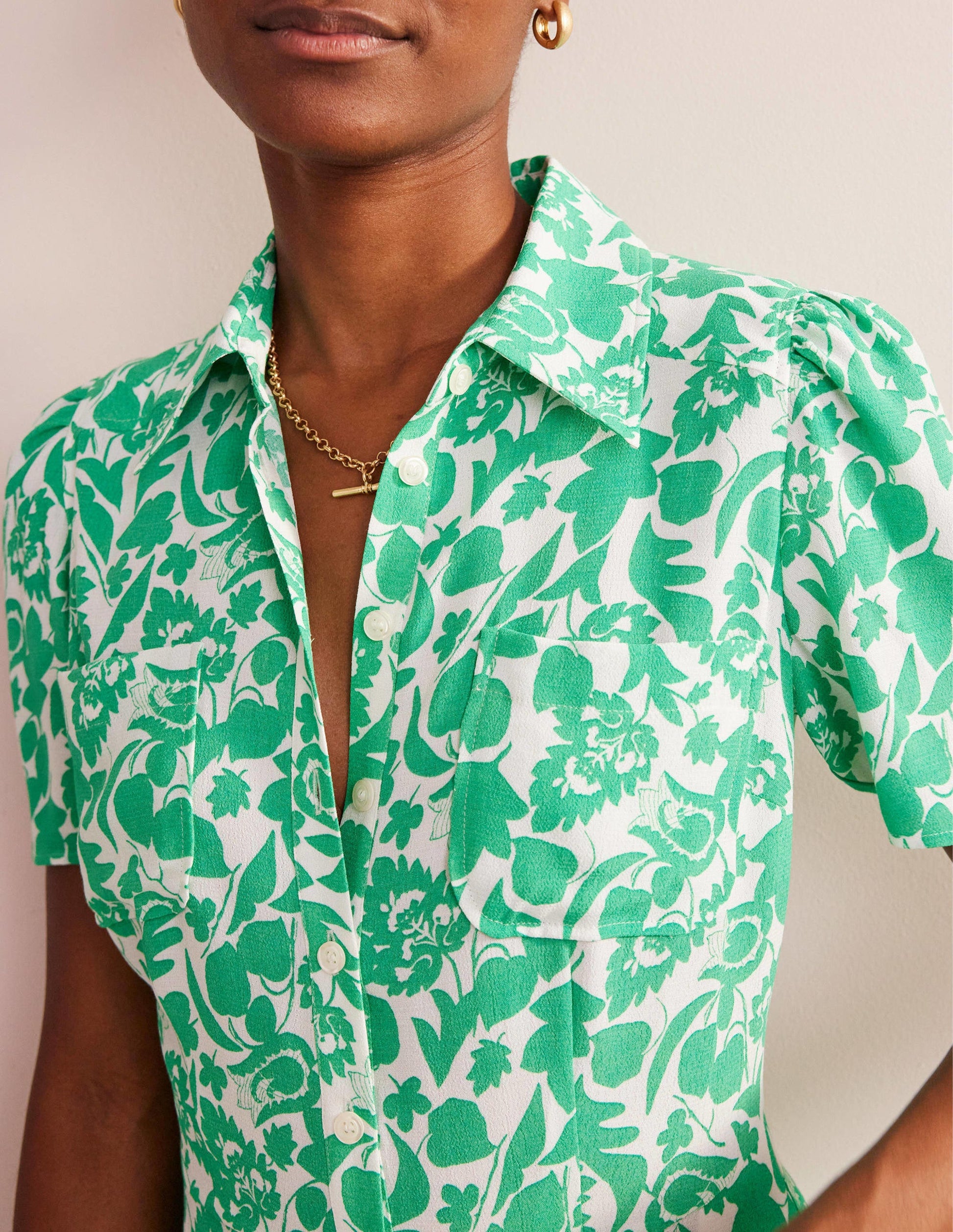 Clara Shirt Dress-Green, Tulip Bloom-2