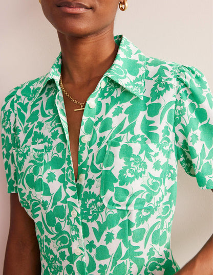 Clara Shirt Dress-Green, Tulip Bloom-2