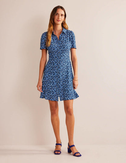 Clara Shirt Dress-French Navy, Flora-6
