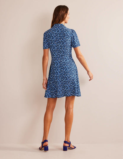 Clara Shirt Dress-French Navy, Flora-7