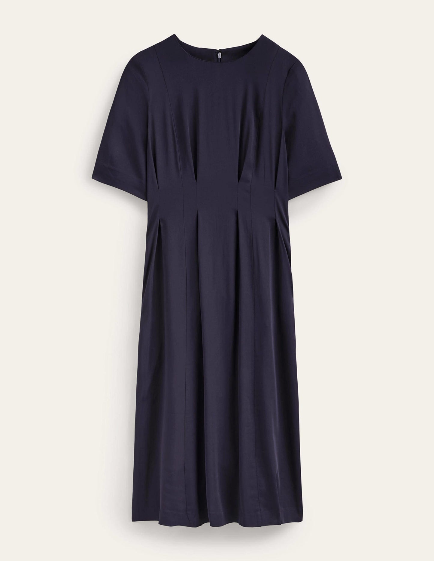 Pleated Midi Dress-Navy