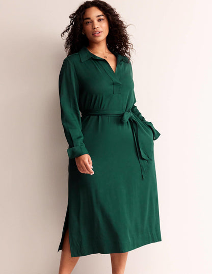 Clean Midi Pop Over Dress-Emerald Night-5