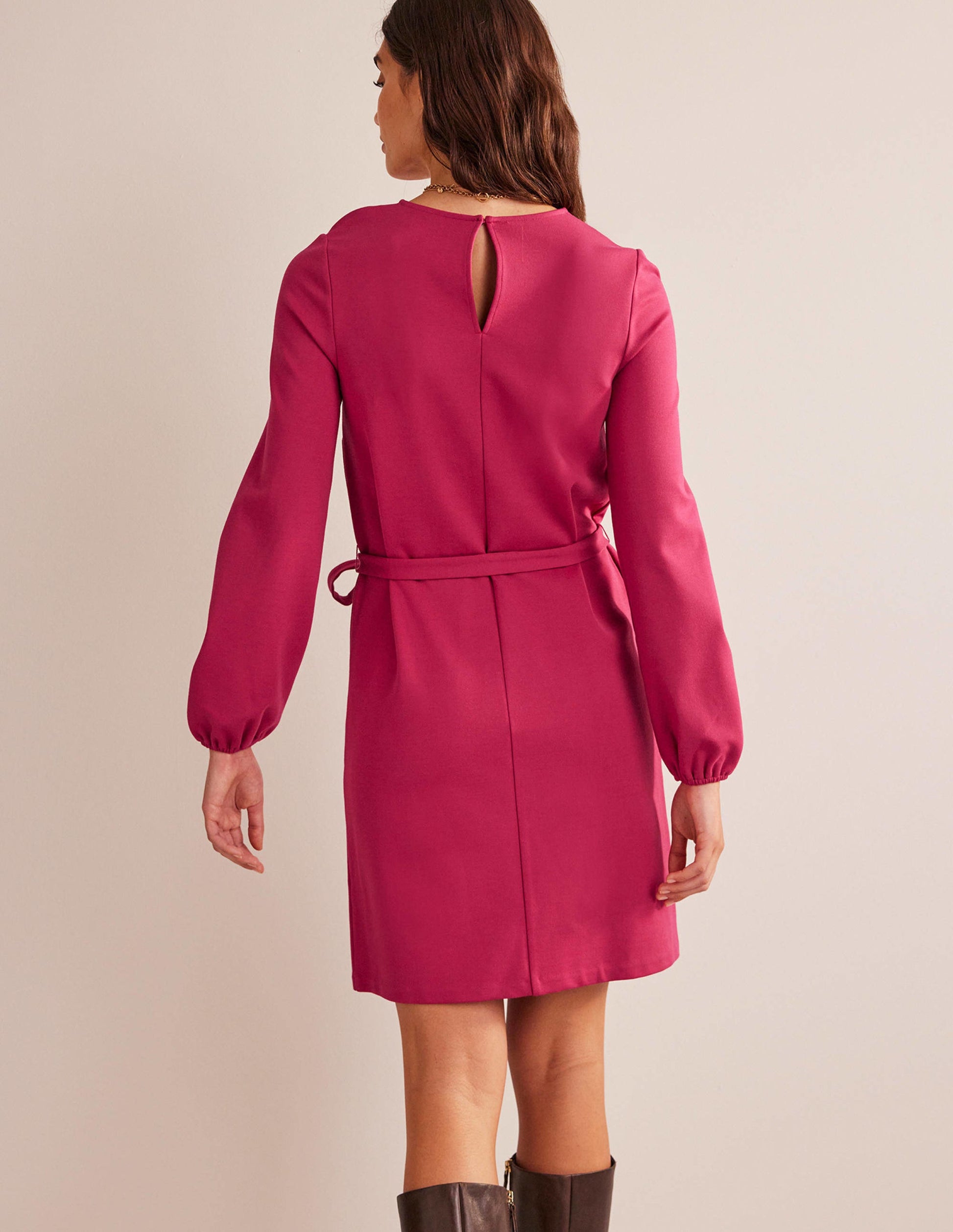 Violet Ponte Shift Dress-Warm Cranberry-3