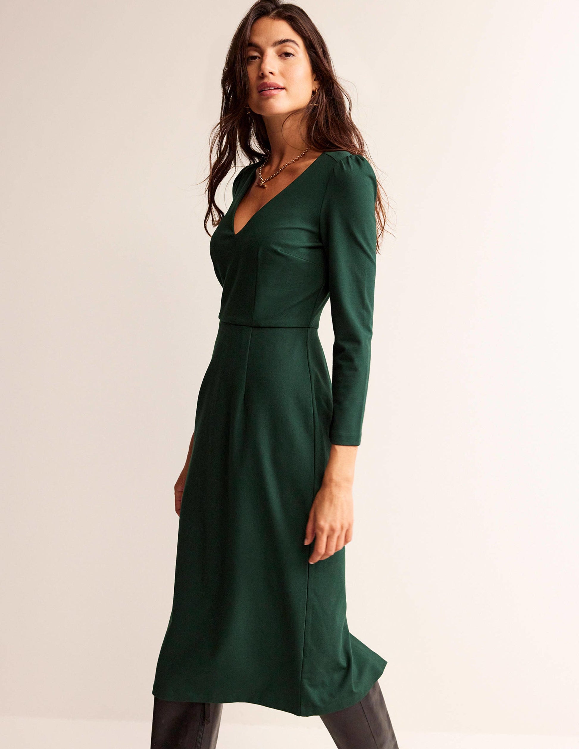 Bethany Ponte Midi Dress-Chatsworth Green-1