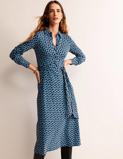 Laura Jersey Midi Shress-Azure, Geo Chain-1